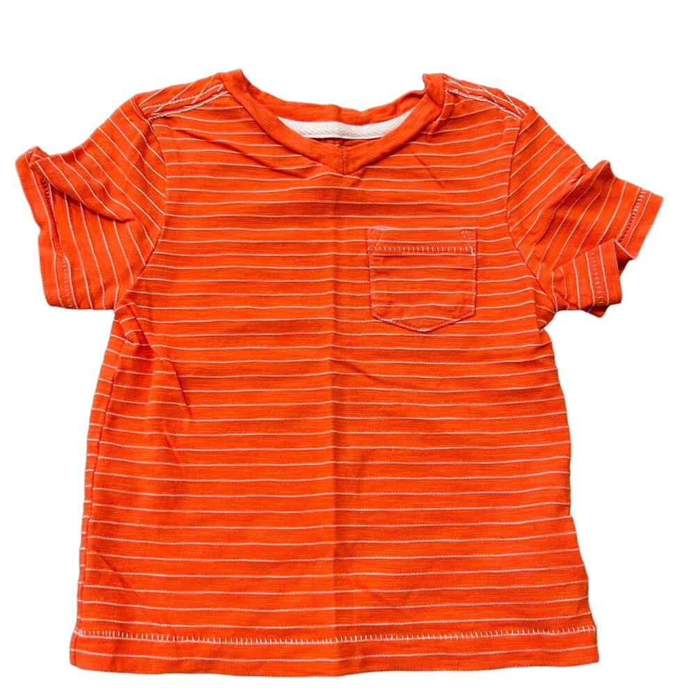 Cherokee Orange & White Stripes V Neck T Shirt Size 18 Months